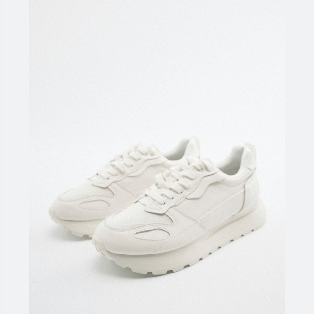 Zara Leather Athletic Sneakers Size 38 US Size 7.5